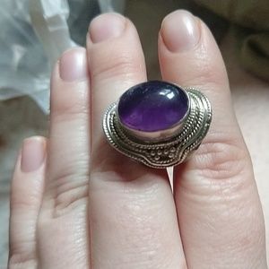 Amethyst ring 925 sterling silver purple